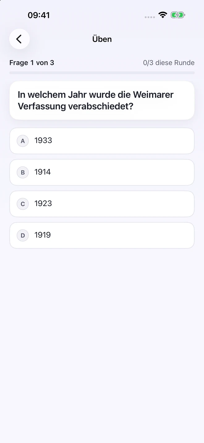 Multiple-Choice-Quiz in der aktuellen Quizel-App