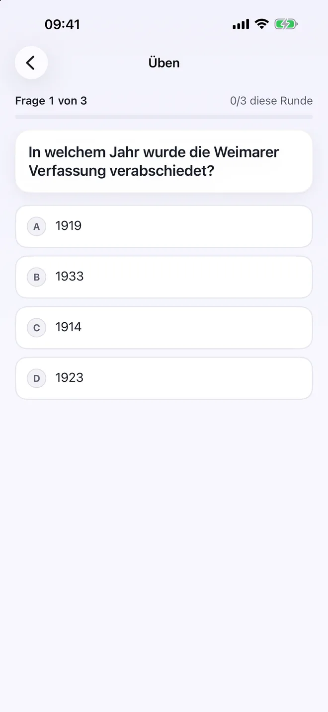 Multiple-Choice-Frage in der Quizel-App