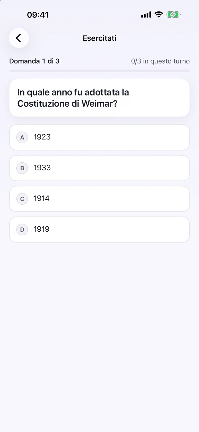 Domanda a scelta multipla nell’app Quizel